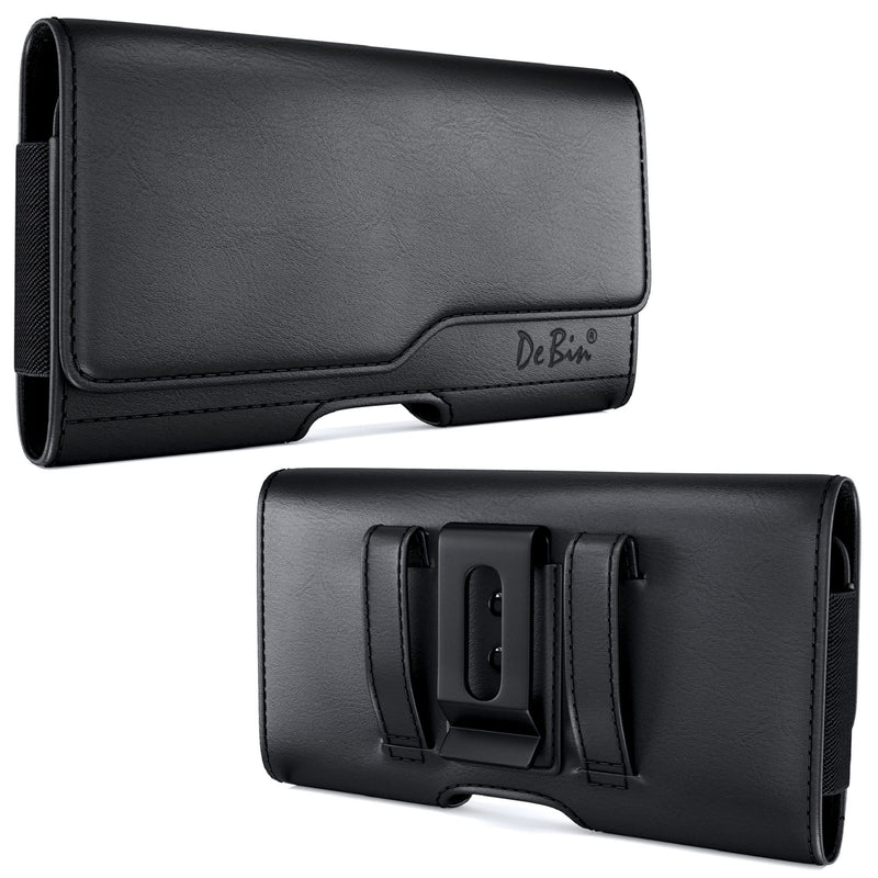  [AUSTRALIA] - DeBin Holster for iPhone 14, 14 Pro, 13, 13 Pro, 12, 12 Pro, 11, 11 Pro, Xs, X, Xr Cell Phone Belt Holder Case with Belt Clip Leather Pouch Cover Built in ID Credit Card Slot (Fits Phone with Case)