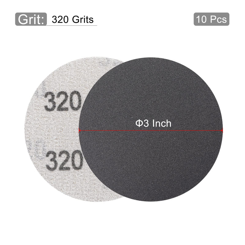  [AUSTRALIA] - uxcell 3 Inch 320 Grit Sanding Discs Wet/Dry Hook and Loop Silicon Carbide Round Flocking Sandpaper 10Pcs 320 Grits Black