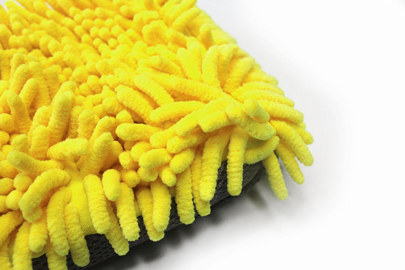  [AUSTRALIA] - Maxshine Premium Chenille Microfiber Wash Mitt Scratch Free Gloves for Car Detailing Home Ceaning, Yellow