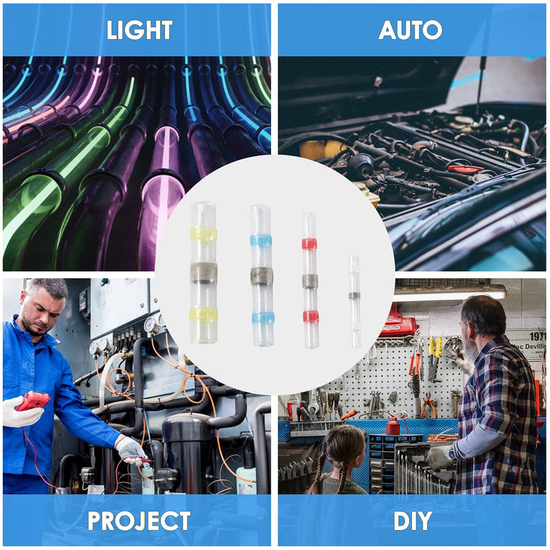  [AUSTRALIA] - 120Pcs Solder Seal Connectors, Heat Shrink Butt Connectors, Waterproof Insulated Butt Splice, Marine Grade Electrical Connectors Kit 120PCS