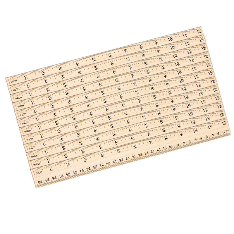  [AUSTRALIA] - eBoot 12 Pack Wood Ruler Student Rulers Wooden School Rulers Office Ruler Measuring Ruler, 2 Scale (12 Inch and 30 cm)