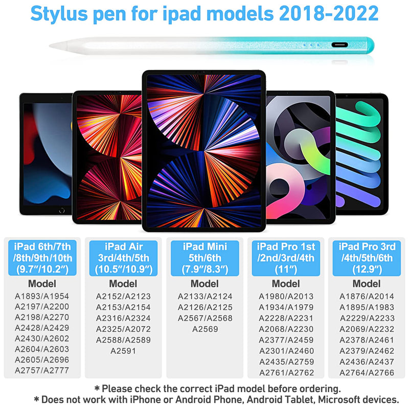  [AUSTRALIA] - Stylus Pen for ipad, Active Pencil with Quick Charge, Palm Rejection Tilt Sensor, Magnetic Apple Pen Compatible with 2018-2022 iPad Pro 11"/12.9",iPad 10/9/8/7/6,iPad Mini 5/6,iPad Air3/4/5- Blue C-30 mins Charge-Blue