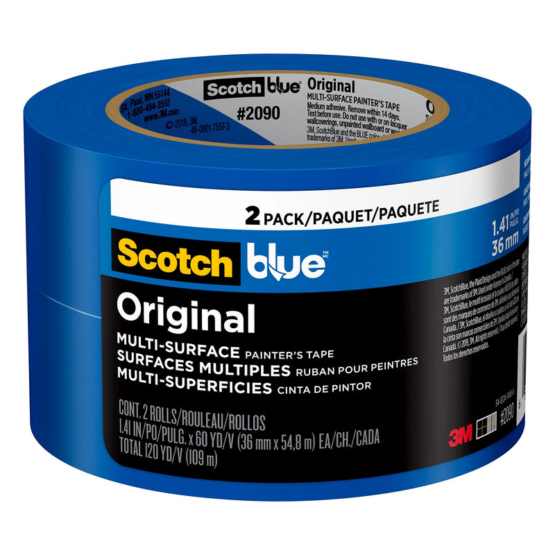  [AUSTRALIA] - Scotch 2090-36CC2 ScotchBlue Original Painters Tape, 1.41" Width, Blue, 2 1 2 rolls