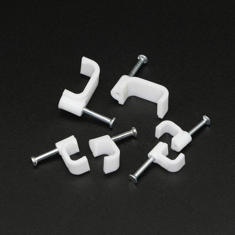  [AUSTRALIA] - SinLoon Cable Clips with Steel Nails 6mm 8mm 14mm Wire Holders Durable, UV Resistant Plastic Clips Help Organize Coax, Ethernet and Other Cords.(Square 300pcs)