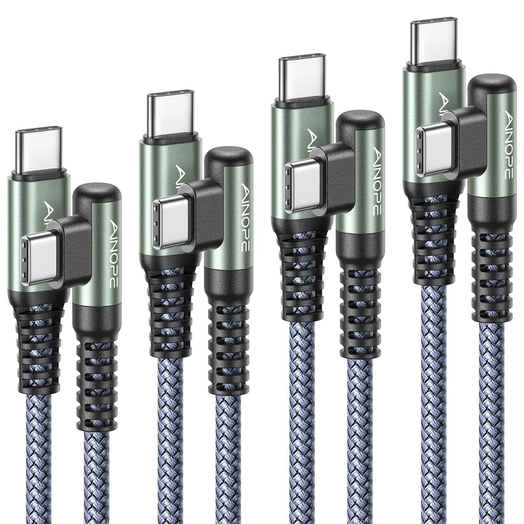  [AUSTRALIA] - USB C to USB C Cable 60W, [4-Pack 3.3+3.3+6.6+10FT] AINOPE Type C to Type C Super Fast Charging Cord Right Angle, Compatible with Samsung Galaxy S21S20,Note 20 Ultra,MacBook Air/Pro 13'',iPad Pro/Air 3.3FT+3.3FT+6.6FT+10FT 4