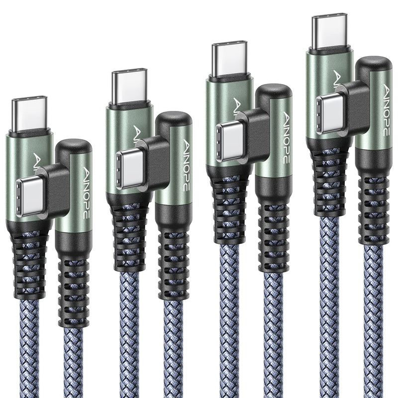  [AUSTRALIA] - USB C to USB C Cable 60W, [4-Pack 3.3+3.3+6.6+10FT] AINOPE Type C to Type C Super Fast Charging Cord Right Angle, Compatible with Samsung Galaxy S21S20,Note 20 Ultra,MacBook Air/Pro 13'',iPad Pro/Air 3.3FT+3.3FT+6.6FT+10FT 4