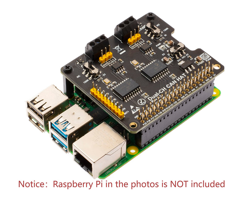  [AUSTRALIA] - XICOOLEE Dual-CH Can Bus Expansion Hat for Raspberry Pi, with 2-channel CAN interface communication, dual chips MCP2515 and ATA6561