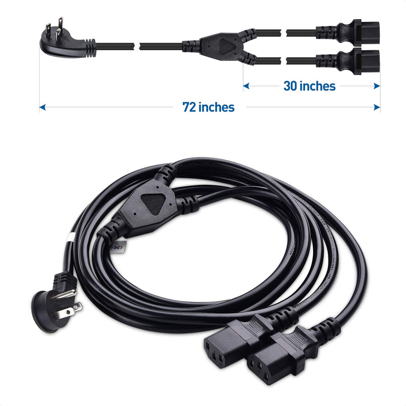 Cable Matters Computer Power Cord Splitter (NEMA 5-15P to 2X IEC C13) - 6 Feet 6 ft - LeoForward Australia