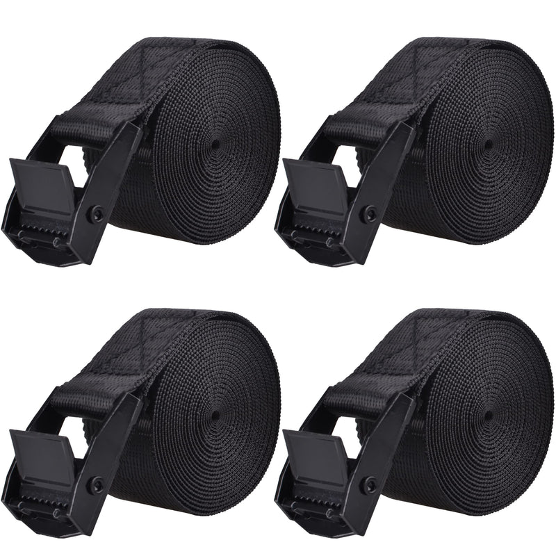  [AUSTRALIA] - Azarxis Lashing Strap Adjustable Cam Buckle Tie Down Heavy Duty Secure Straps up to 441 lbs Capacity for Motorcycle Kayak Canoe Trailer Cargo Truck Bicycle Luggage (Black - 4 PCS - 79" x 1")