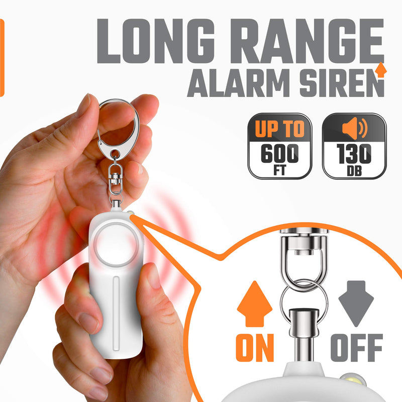  [AUSTRALIA] - Self Defense Safe Sound Personal Alarm Keychain – 130 dB Loud Siren Protection Device with LED Light – Emergency Alert Key Chain Whistle for Women, Children, Senior, and Joggers by WETEN (White) white