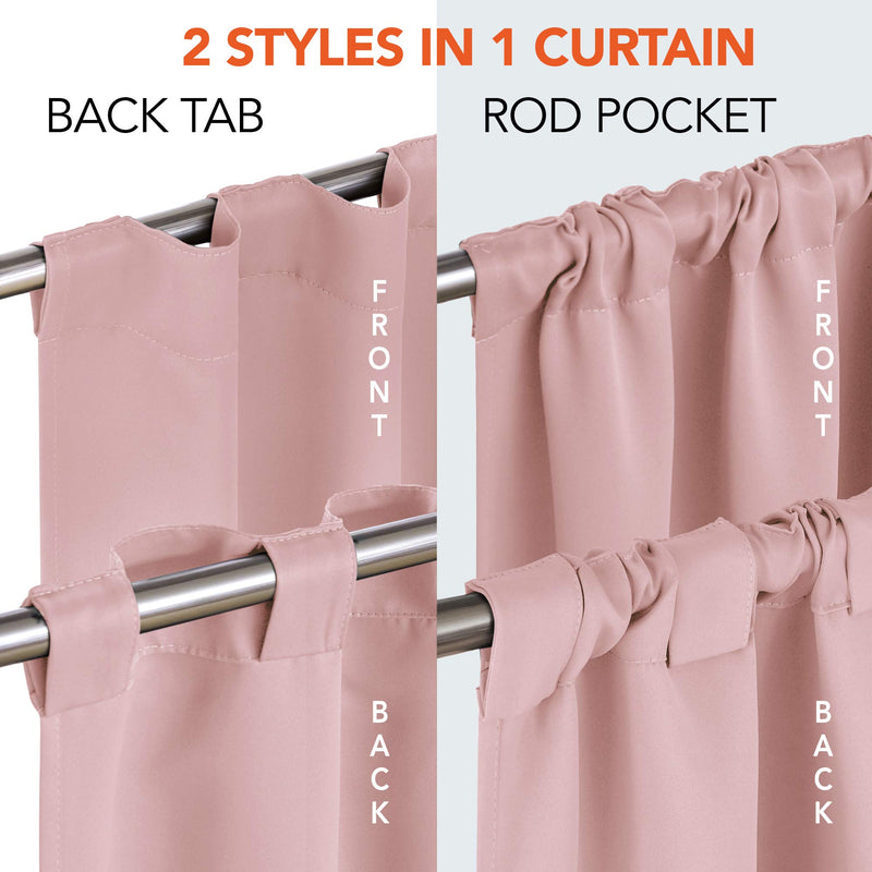  [AUSTRALIA] - Deconovo Short Blackout Curtains for Small Windows Thermal Insulated Rod Pocket and Back Tab Curtains 42x45 Inch Coral Pink 2 Panels 42W x 45L Inch