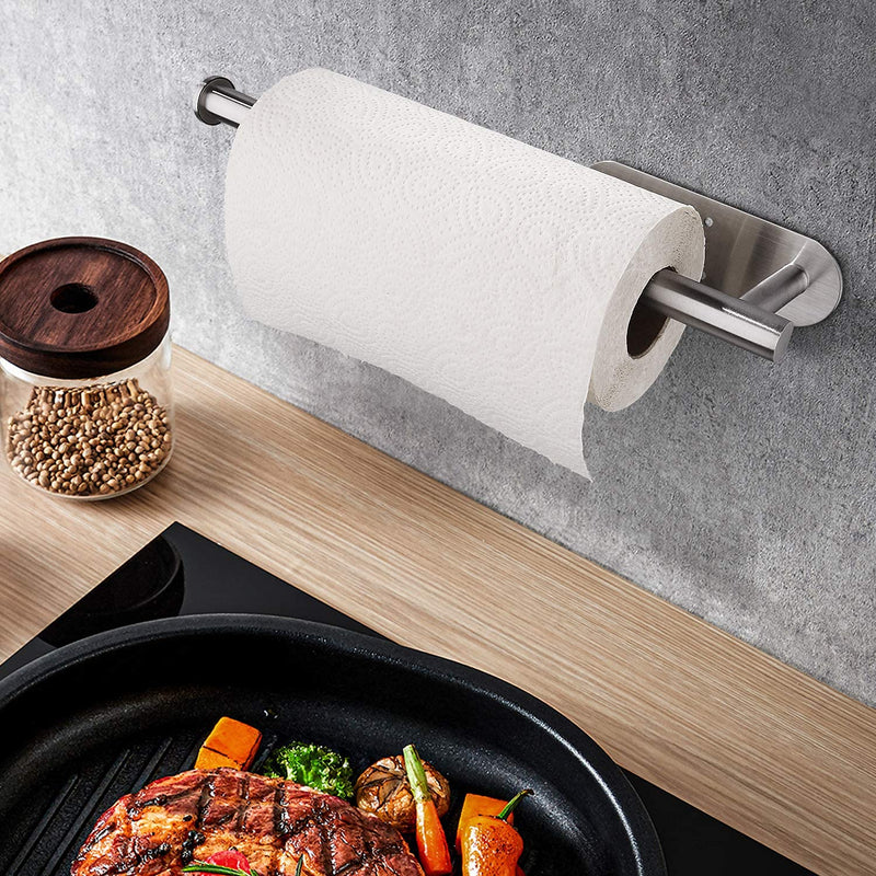  [AUSTRALIA] - Paper Towel Holders for Kitchen,Paper Towels Bulk- Self-Adhesive Under Cabinet,Both Available in Adhesive and Screws,Stainless Steel Silver 1