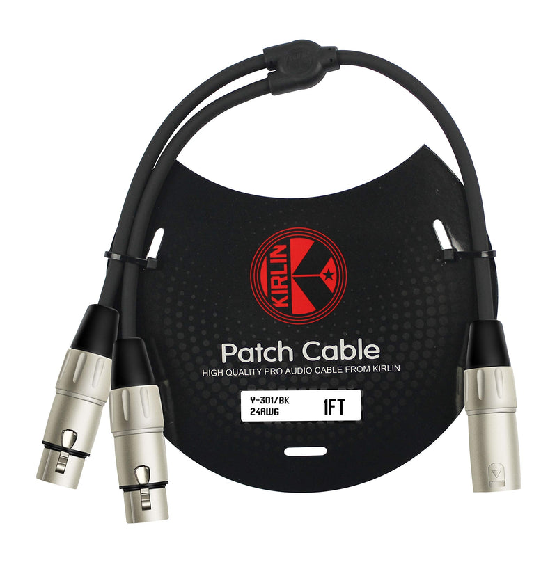  [AUSTRALIA] - Kirlin Cable Y-301-01 - 1 Foot - XLR Male to Dual XLR Female Y-Cable