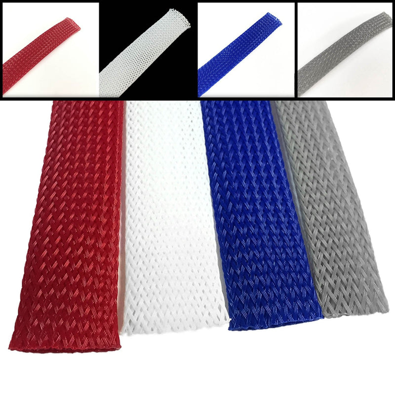  [AUSTRALIA] - Electriduct Expandable Braid Sleeving | Polyester High Flame Retardant Flexible Cable Mesh Sleeve | 3/4" - 50 Feet (White) 0.75 Inch Dia - 50 Feet White