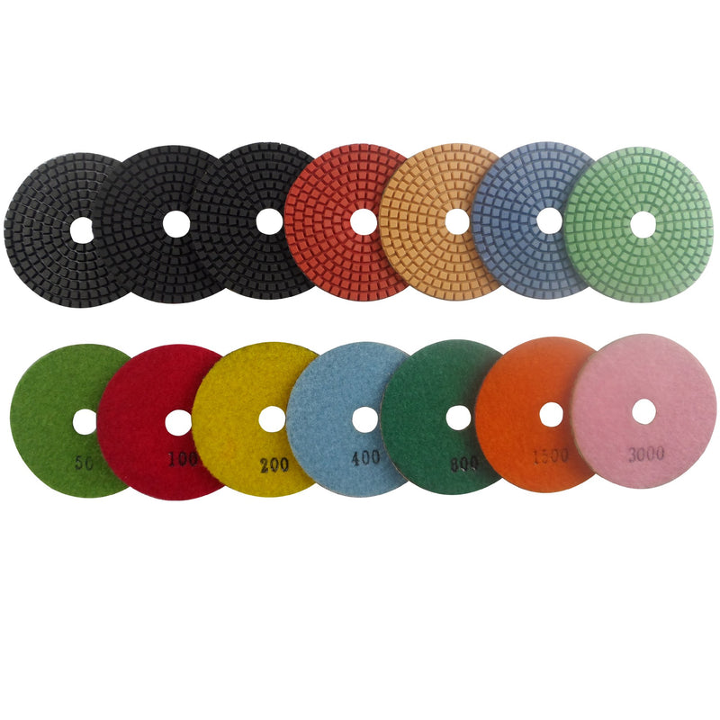  [AUSTRALIA] - Konfor Premium Grade Wet 4" Diamond Polishing Pads Tool 7 Set for Granite Marble Concrete Stone Floor Sanding