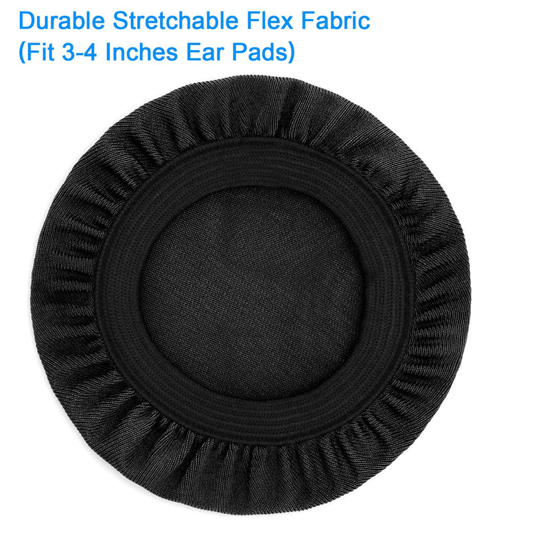  [AUSTRALIA] - Jecobb Flex Fabric Earpads Cover Protectors with Stretchable and Washable Lycra for Beats Studio 3/2 Bose QC35 25 15 and Other Headphones with 3-4 Inch Ear Cushions [ 2 Pairs ] (Black) Black