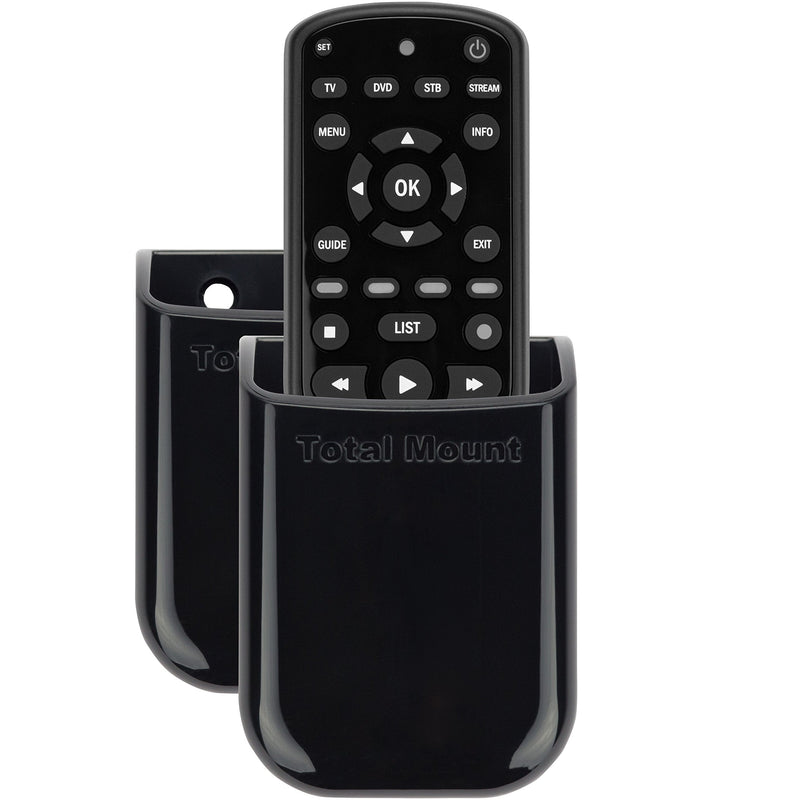  [AUSTRALIA] - TotalMount Universal Remote Control Holders (2 Pack) – Attach to Wall or Back of TV – Compatible with All TV Remotes (Premium Black, Medium) Premium Black