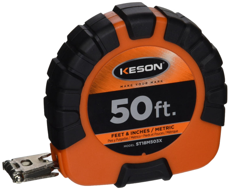  [AUSTRALIA] - Keson ST18M503X Closed-ABS Housing Steel Tape Measures, Speed Rewind (Graduations: ft., in., 1/8 & cm, mm), 50-Foot / 15M 50-Foot/15m ft, in, 1/8 & m, cm, 2mm