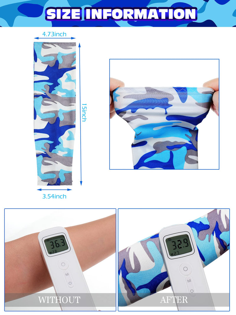  [AUSTRALIA] - 8 Pairs UV Cooling Sun Protection Sleeves to Cover Arms Ice Silk Cooling Compression Sleeve for Men Women Chic Pattern