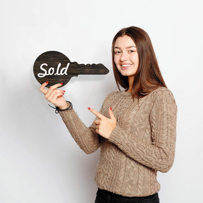  [AUSTRALIA] - Real Estate Sold Sign Funny Key Shaped Real Estate Sold Sign Wooden Social Media Photo Props Home Sweet Home Marketing Sign Realtor Wood Sign Real Estate Agent, New Homeowner Present (Heart Pattern)