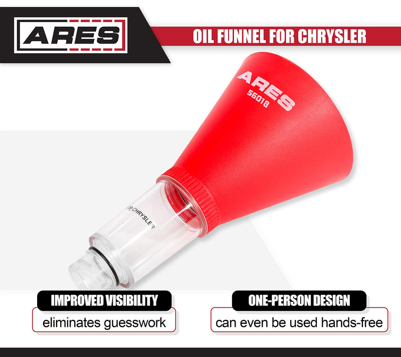 [AUSTRALIA] - ARES 56018 - Oil Funnel - Compatible with Chrysler Vehicles - Spill-Free Oil Filling - Easy to Use 1-Person Design - Fits Multiple Applications