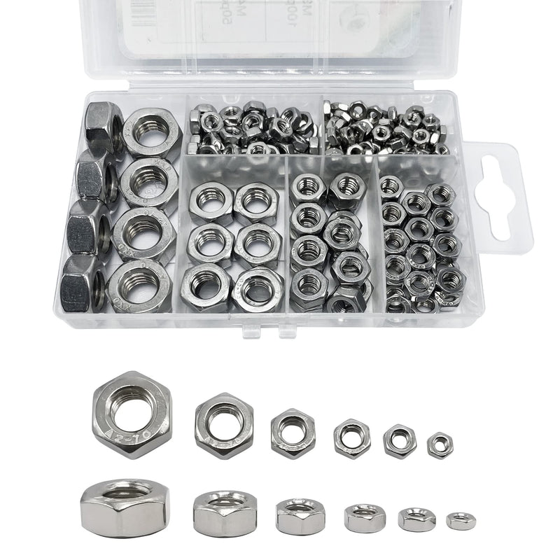  [AUSTRALIA] - ECKJ 210PCS 304 Stainless Steel Hex Nuts Assortment Kit for Screw Bolt with 6 Sizes DIN 934 (M3 M4 M5 M6 M8 M10) Great Replacement Fasteners for Professionals, Repairmen or DIY, Meet Your Every Needs