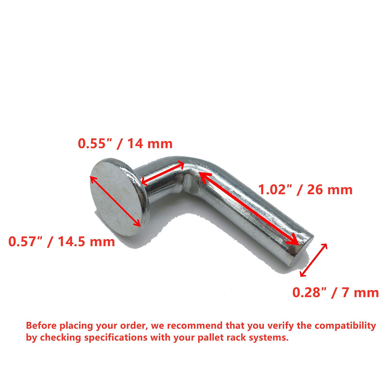  [AUSTRALIA] - Pallet Rack Safety Bolt, Universal Drop Pin, Flat Top Hat Φ 0.570″(14.5mm), Width Φ 0.275″(7mm), Height 1.575″(40mm) High from Top to Bottom, Beam Locker, 1 Pack, 50 Pcs/Pack, FM7×40 50 Pcs/Pack, 1 Pack, 50 Pcs in Total