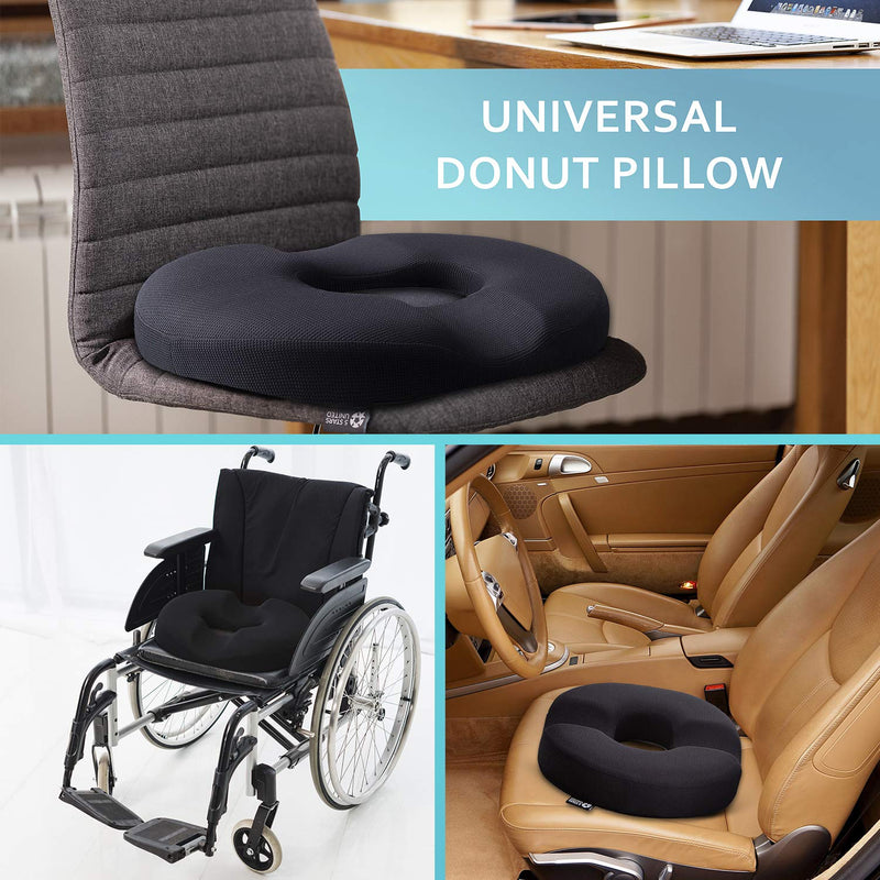 Donut Pillow Hemorrhoid Tailbone Cushion – 100% Memory Foam – Coccyx, Prostate, Sciatica, Bed Sores, Post-Surgery Pain Relief – Orthopedic Firm Seat Pad for Home, Office, Car - LeoForward Australia