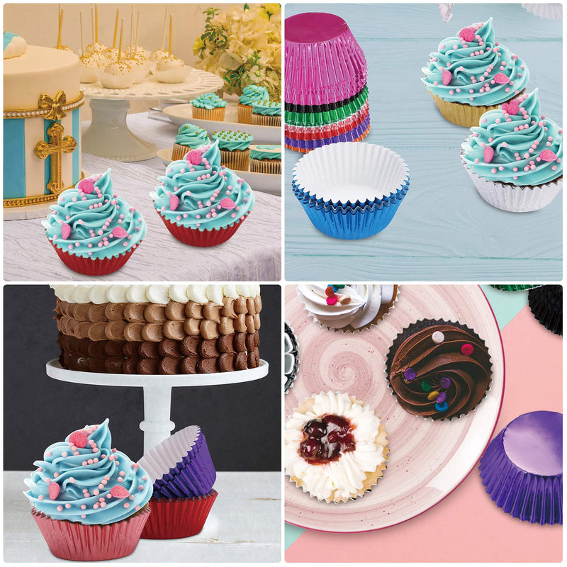  [AUSTRALIA] - TRUSBER 200Pcs Cupcake Liners Aluminum Foil Cups Cake Muffin Molds Non-stick Baking Cupcake Wrapper Holder for Wedding,Birthday,Party,Baby Shower Multicolor