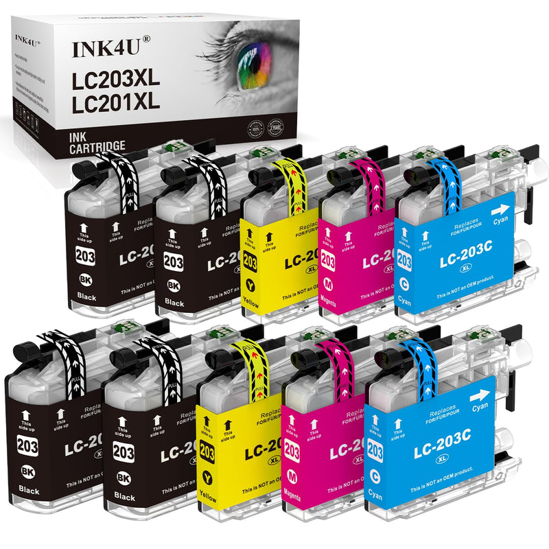  [AUSTRALIA] - LC203XL LC201XL Ink Cartridges Brothers Printer Replacement for Brother LC203 LC201 LC-203 LC-201 to Use with MFC-J480DW MFC-J485DW MFC-J4420DW MFC-J4620DW MFC-J885DW Printer (4B/2C/2M/2Y, 10 Packs)