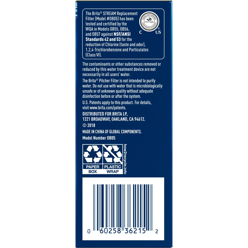  [AUSTRALIA] - Brita Stream Water Filter, Stream Pitcher Replacement Water Filter, BPA Free, 3 Count, Gray 3 Count (Pack of 1) Stream Filter