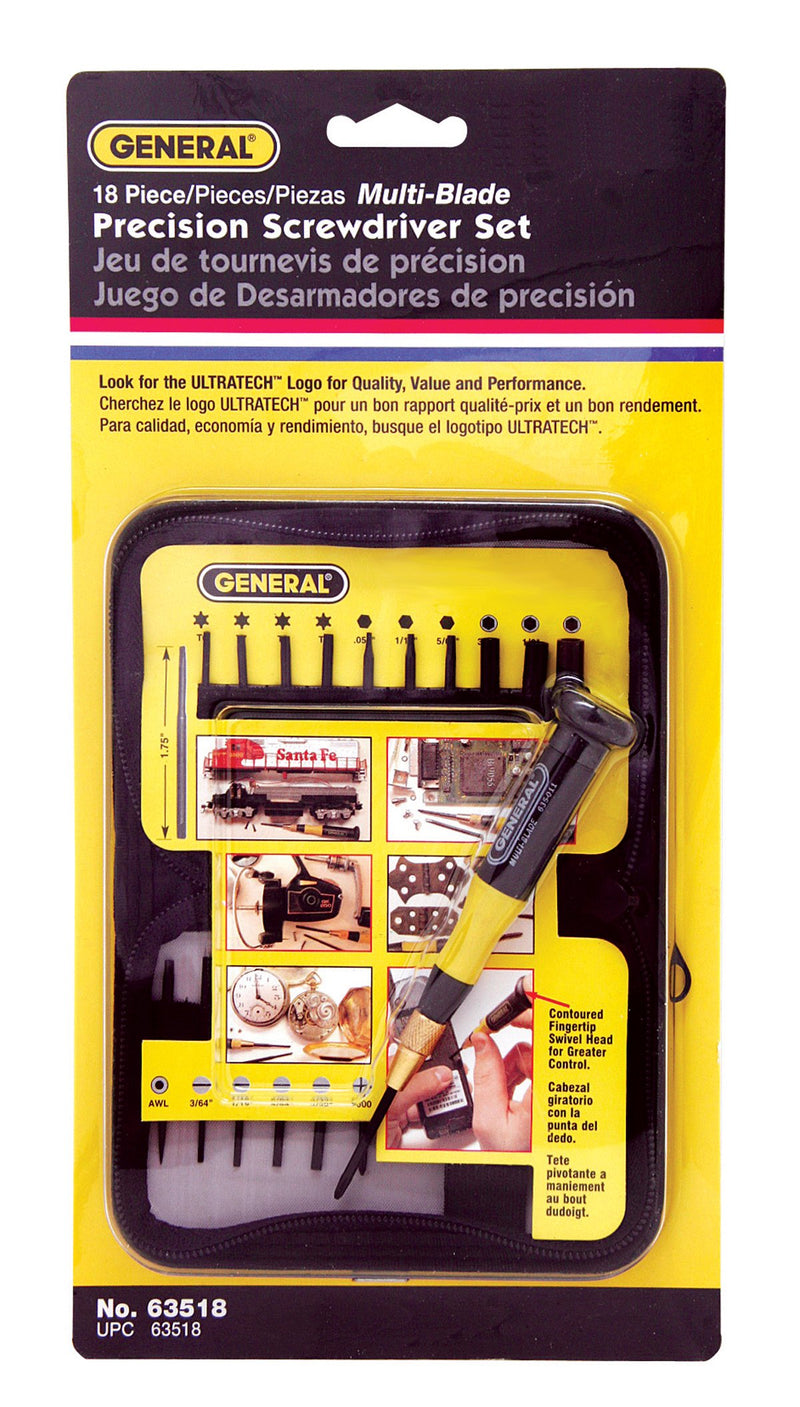  [AUSTRALIA] - General Tools 63518 Eighteen-Piece Precision Screwdriver Set,Black