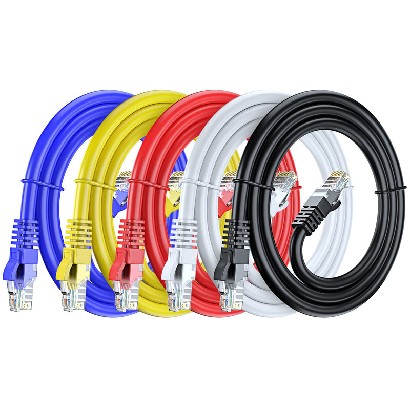  [AUSTRALIA] - Ethernet Cable 3ft Cat 6 Pure Copper, UL Listed, LAN UTP Cat6, RJ45 Network Internet Cable - 3 feet Multicolor (5 Pack)
