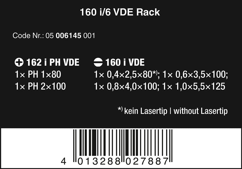  [AUSTRALIA] - Wera Kraftform Plus 160i/6 Insulated Professional Screwdriver Set, 6-Piece Null