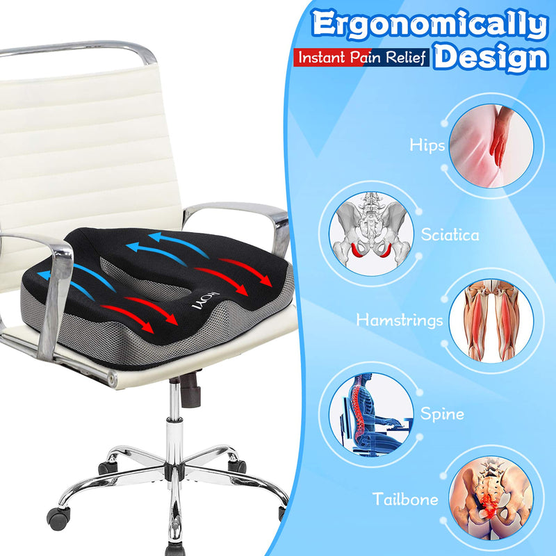  [AUSTRALIA] - Memory Foam Seat/Chair Cushion for Relieves Back, Sciatica Pain，Tailbone Pain,Coccyx , Degenerating Disc , Orthopedic , Osteoarthritis , Sacrum , Prostate Cushion, Low Back Pain Cushion，Hip Shaping