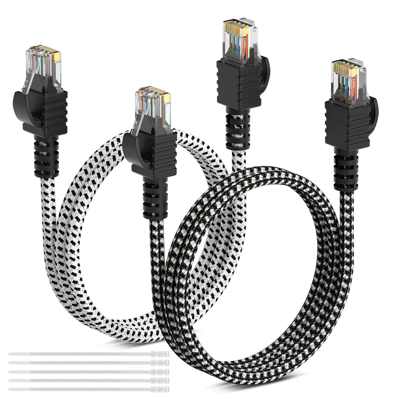  [AUSTRALIA] - Cat 6 Ethernet Cable 4 Feet/2Pack, Elecan UL Listed Patch Cable(2ft-300ft),Nylon Braided,Pure Copper,Passing Fluke Test,10Gbps 500MHz,Cat6 Cat5e Cat5 Network Cable with 15pcs Ties-4ft(1.22m) 4FT-2PK Round Cable