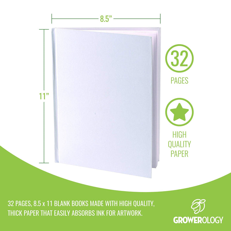  [AUSTRALIA] - Blank Books 1pc - 6" W x 8" H Hardcover with Unlined White Pages - 32 Pages (16 sheets) per book for Kids, Students, Adults and All Ages, Use for Creative Story, Sketches, Book Making Kit 1