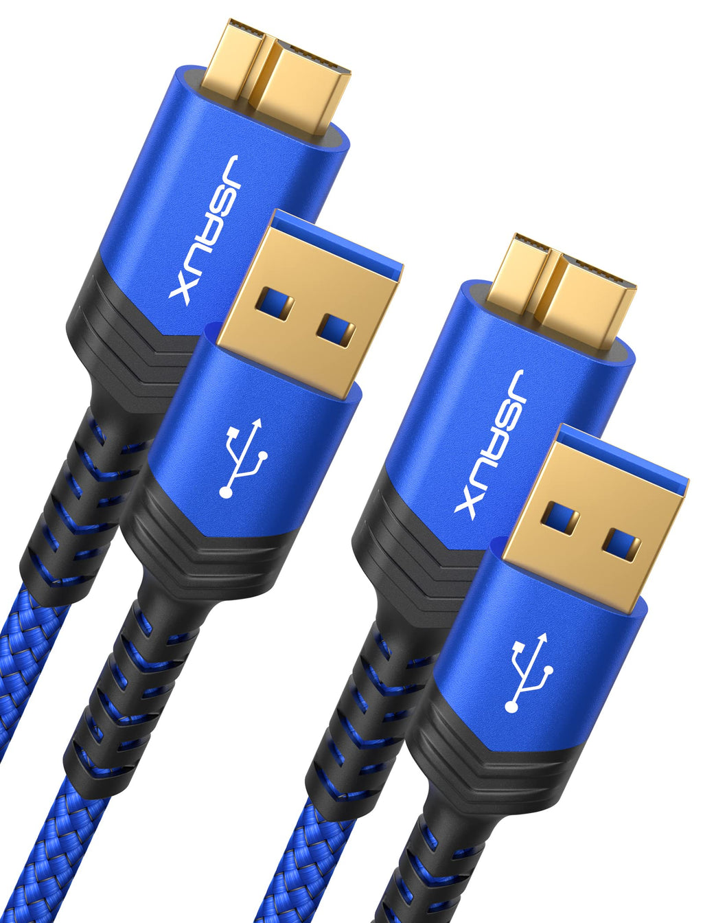  [AUSTRALIA] - JSAUX USB 3.0 Micro Cable, External Hard Drive Cable 2 Pack (1ft+3.3ft) USB A Male to Micro B Charger Cord Compatible with Toshiba, WD, Seagate Hard Drive, Samsung Galaxy S5, Note 3, Note Pro 12.2 ect blue