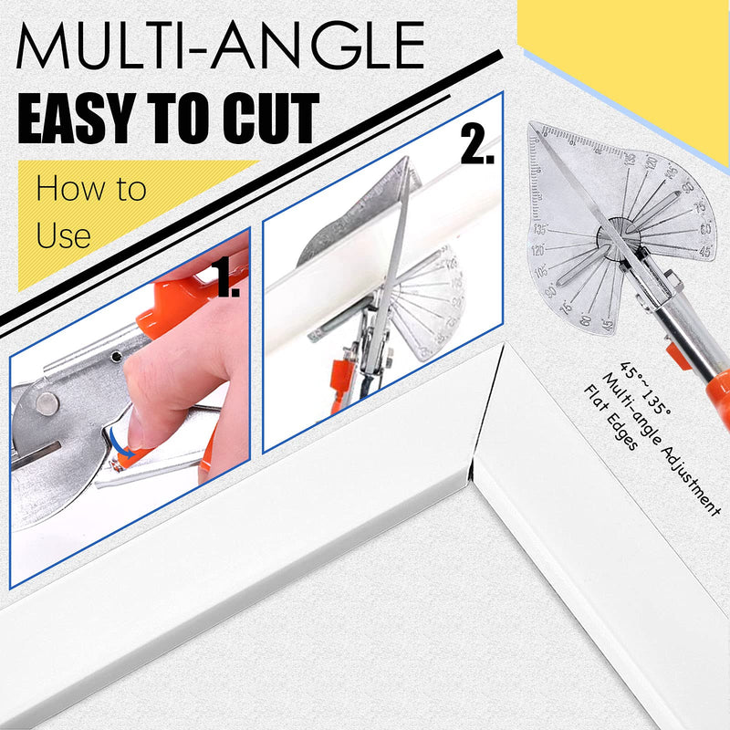  [AUSTRALIA] - Glarks Angle Miter Shear Cutter Tools, 45 Degree to 120 Degree Angle Scissors Trim Shears Hand Tools with Spare Blade and a Screwdriver for Cutting Trunking, Soft Wood, Plastic, PVC