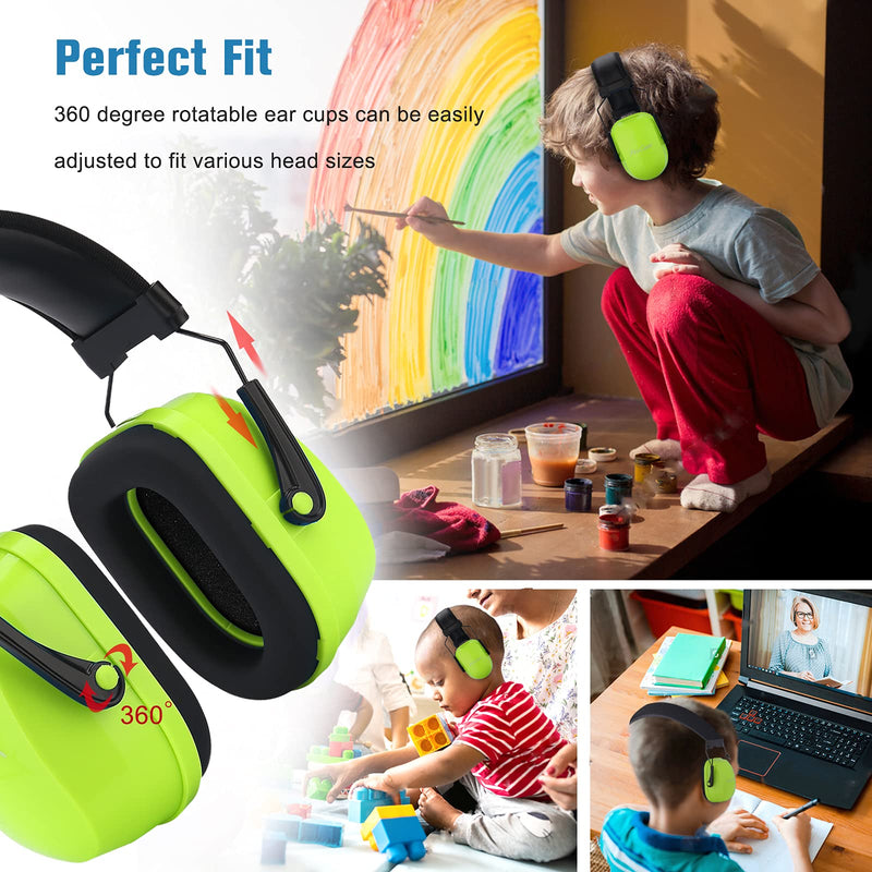  [AUSTRALIA] - ProCase Kids Ear Protection Safety Ear Muffs, NRR 25dB Noise Reduction Hearing Protection Earmuffs for Concerts Fireworks Shooting Toddler Children Teen Kid -Green Green