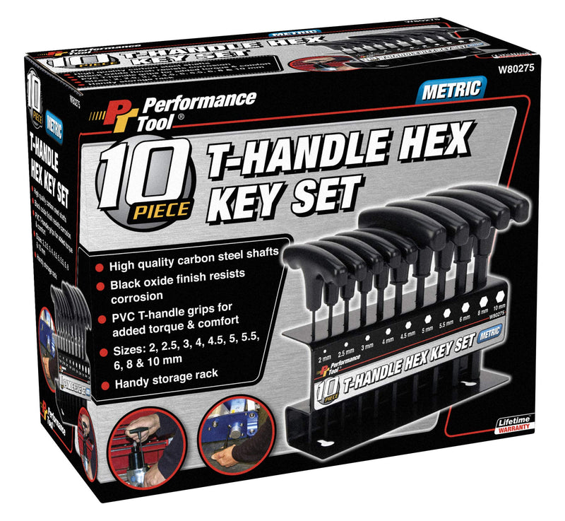  [AUSTRALIA] - Performance Tool W80275 Metric T-Handle Hex Key Set, 10-Piece 1