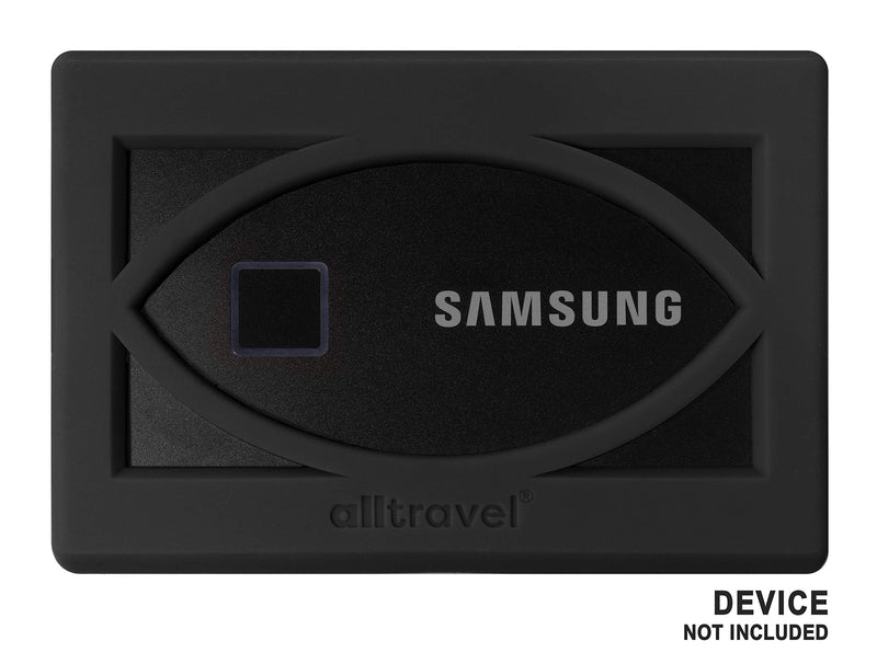  [AUSTRALIA] - Alltravel External Solid State Drive Bumper Sleeve for Samsung T7,T7 Touch Portable SSD - 1TB, 2TB, 500GB - USB 3.2 External Solid State Drives, Super Strong Bumper Anti Shock, Shake and Drop (Black) Black