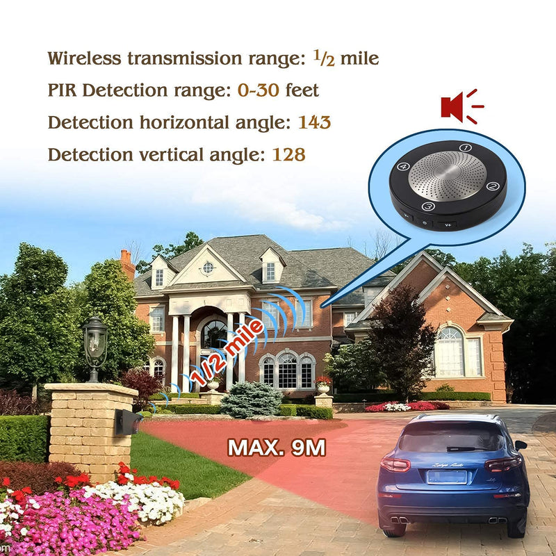  [AUSTRALIA] - eMACROS Long Range Solar Wireless Driveway Alarm Outdoor Weather Resistant Motion Sensor & Detector-Security Alert System-Monitor & Protect Outside Property 1 receiver