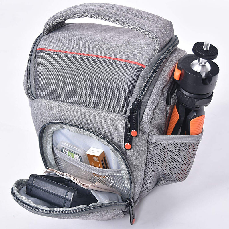  [AUSTRALIA] - FOSOTO Compact DSLR Camera Bag Shoulder Crossbody Case Compatible for Canon EOS Rebel T6 T7 T8i T100 SL3 XTi 4000D 2000D Nikon D5600 D3400 D3500 Pentax K-70 Olympus E-M10 with Waterproof Rain Cover