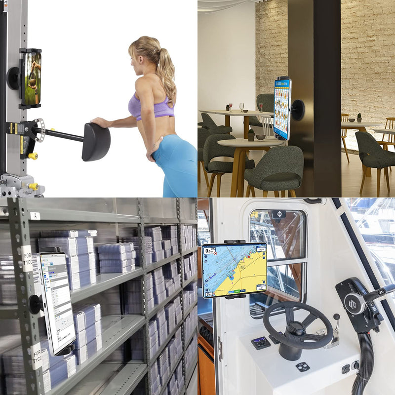  [AUSTRALIA] - Mippko Magnetic Tablet Holder for Vehicle / Cabinet / Fridges / Metal Shelf / Whiteboard,360°Rotation Clamp Strong Magnetic Base Attracts Metal Surface, Compatible with 5~13 inch iPad iPhone Devices