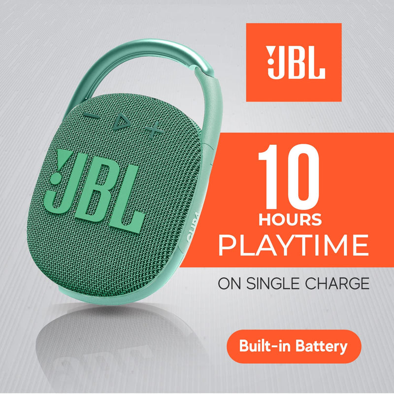  [AUSTRALIA] - Boomph Sound Pack: JBL Clip 4 Portable Bluetooth Wireless Speaker with IP67 Waterproof, Dustproof, Carabiner Clip, Built-in Battery | 10 Hour Play Time of Rich Audio and Punchy Bass | Eco Green