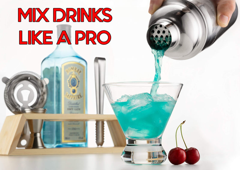  [AUSTRALIA] - Mixology Bartender Kit with Stand | Bar Set Cocktail Shaker Set for Drink Mixing - Bar Tools: Martini Shaker, Jigger, Strainer, Bar Mixer Spoon, Tongs, Bottle Opener | Best Bar Set for the Home