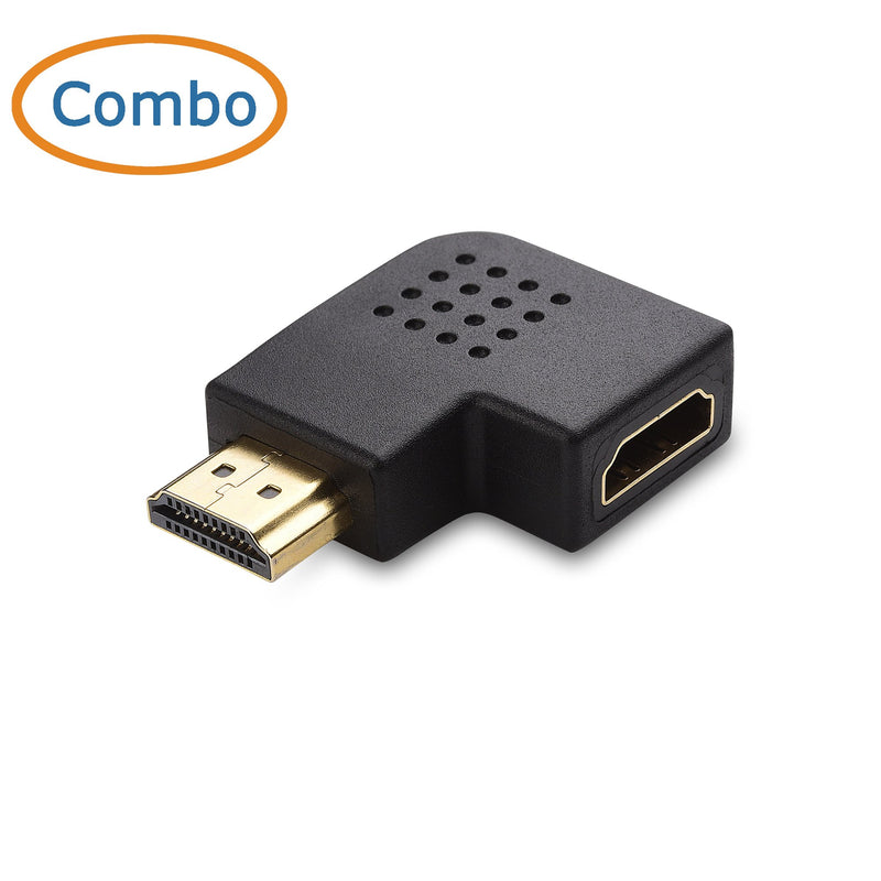  [AUSTRALIA] - Cable Matters Combo Pack Flat Right Angle HDMI Adapter (HDMI 90 Degree Adapter) with 4K and HDR Support