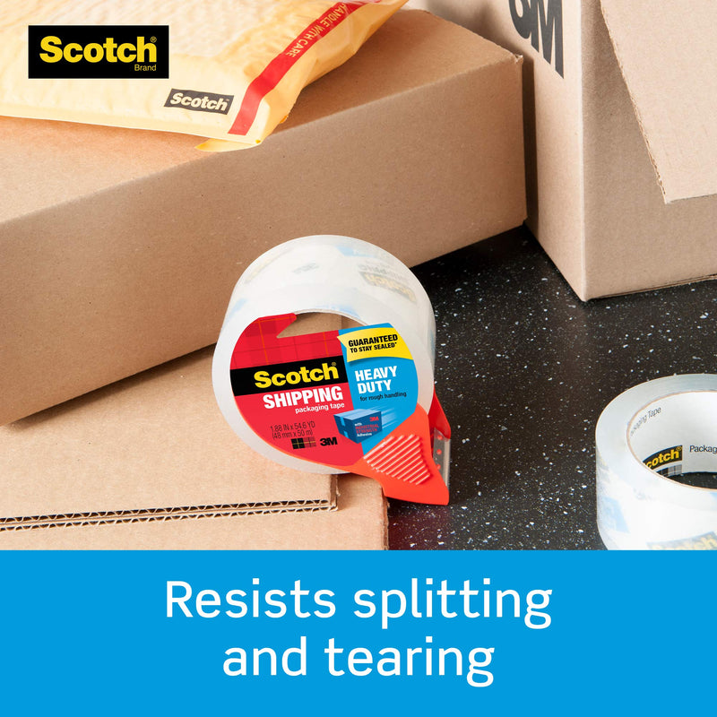  [AUSTRALIA] - Scotch Heavy Duty Shipping Packaging Tape, 1 Roll with Dispenser, 1.88" x 22.2 Yards, 1.5" Core, Great for Packing, Shipping & Moving, Clear (142)