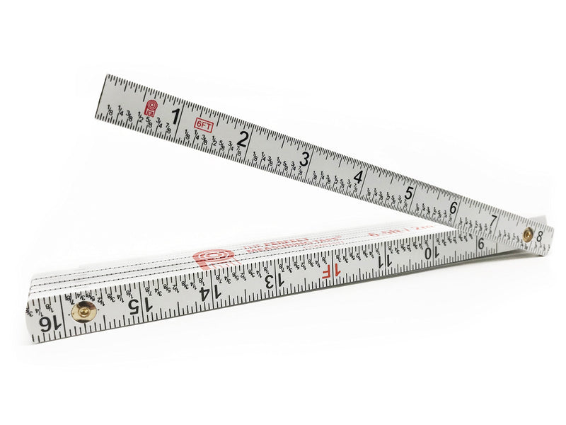  [AUSTRALIA] - PERFECT MEASURING TAPE Co. FR-72 Carpenter's Folding Rule Lightweight Composite Construction Ruler with Easy-Read Inch Fractions - 6.5ft / 2m